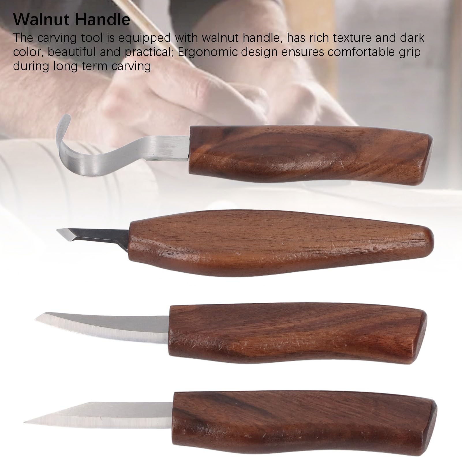 Wood Carving Tools Set with Walnut Handle for Woodworking Projects