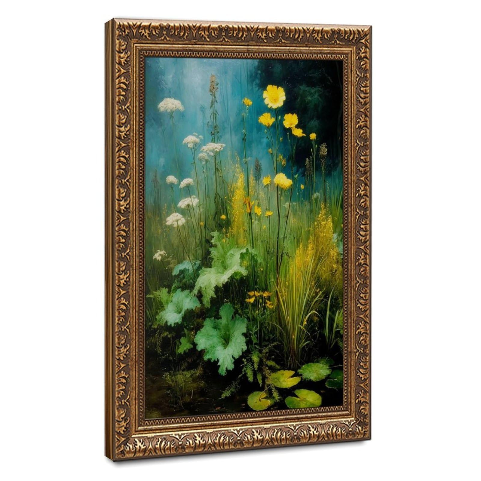 Bareronor Off-White Wildflower Meadow Canvas Poster Bedroom Decor Landscape Office Room Decor Gift 24" L X 36" W