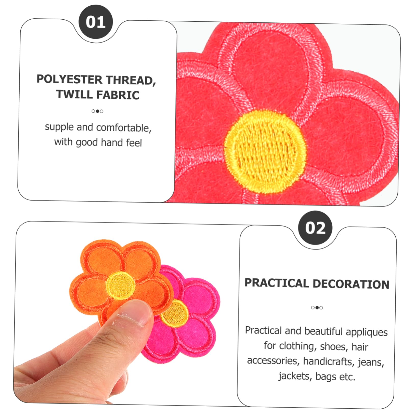 Adornos para Ropa, Parches Bordados de Tela Flores, 60 Parches for Reparar y Decorar