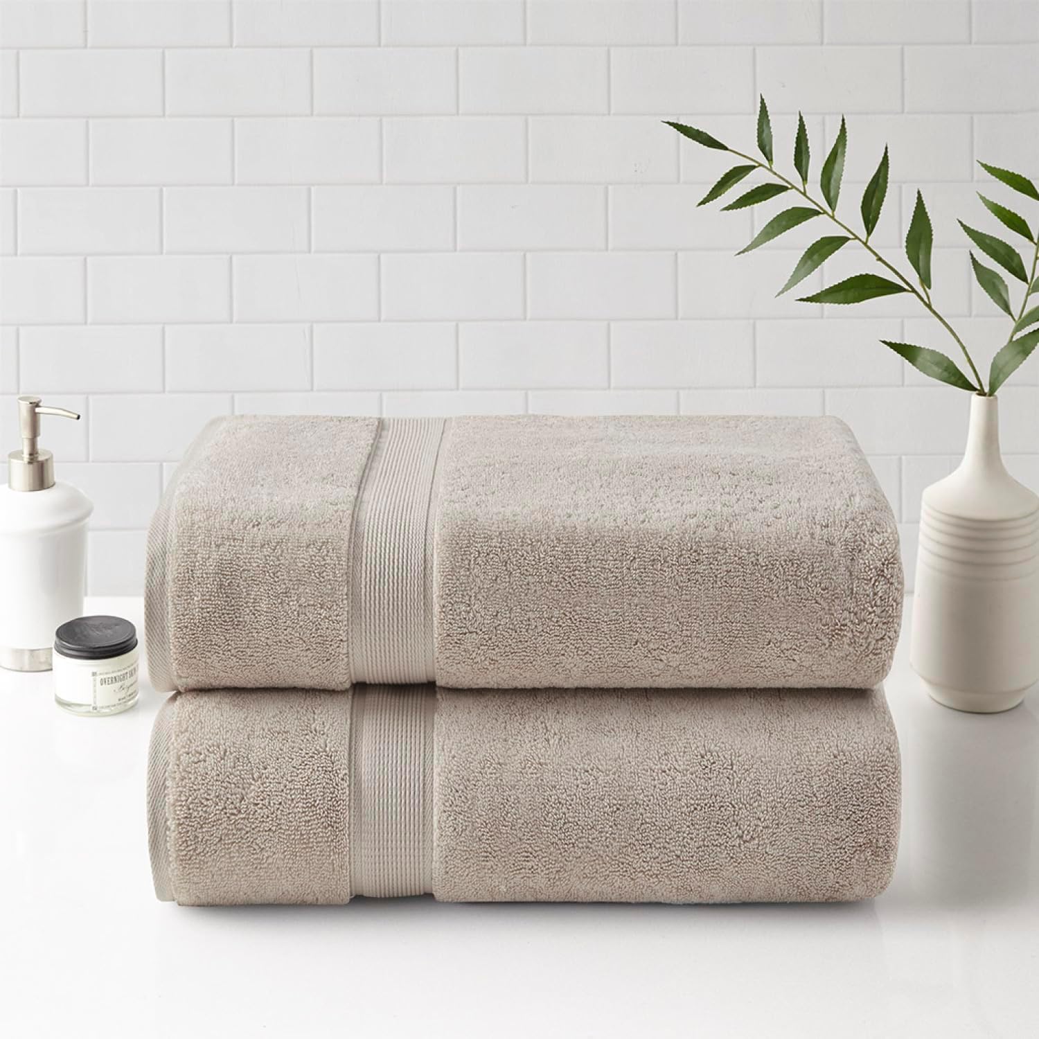 Cotton Bath Sheet 2 Piece Set - Luxurious 800Gsm with Silvadur Bathroom Spa Experience Comfort