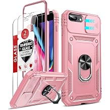 LeYi for iPhone 8 Plus Case iPhone 7 Plus Phone Case with 2X Tempered Glass Screen Protector, Slide Camera Cover Military-Grade para iPhone 8 Plus Phone Case iPhone7Plus for Women Girl Cute, Pink