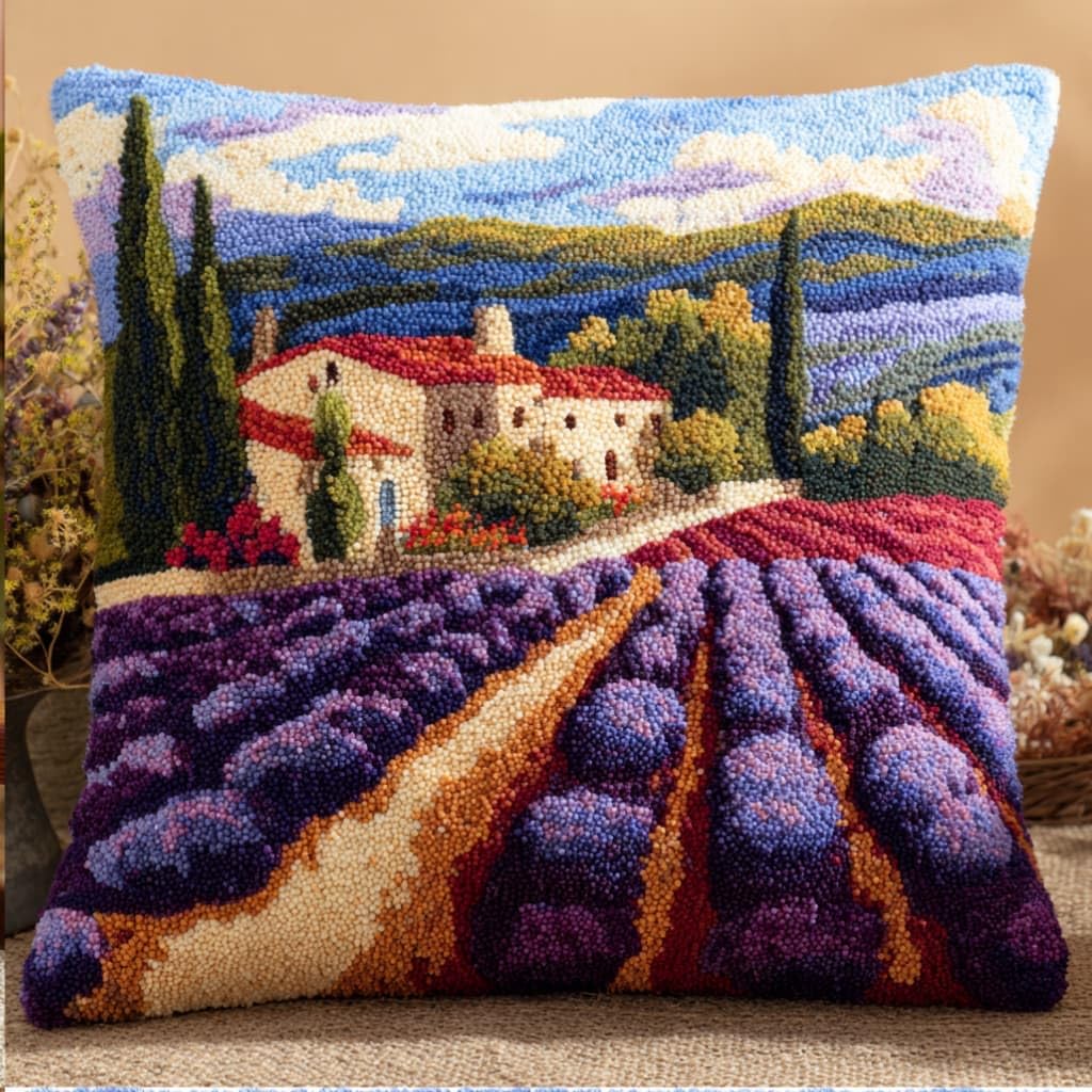 kitphoenix Latch Hook Kit Pillow Case Lavender 43Cmx43Cm