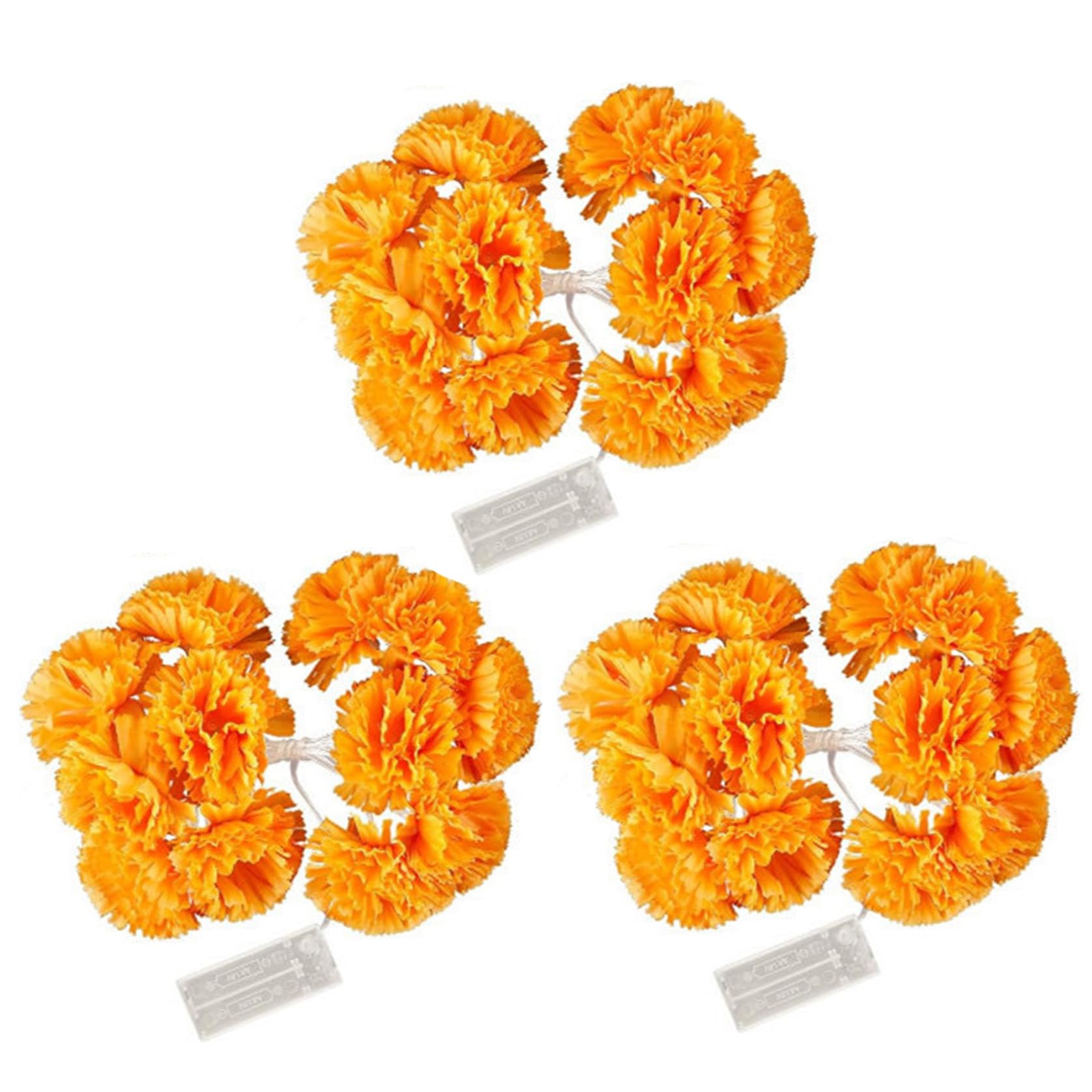 Guirlande de fleurs soucis avec lumiere pour decorations de Diwali et mariage