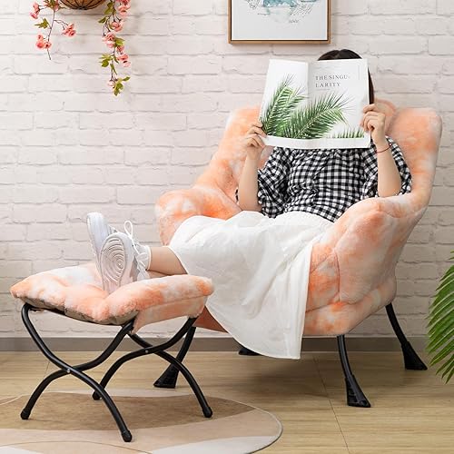 Miniatura 166 de HollyHOME - Silla perezosa grande de tela para sala de estar, silla de lectura, acogedora silla de descanso con reposabrazos, sofá de ocio, color