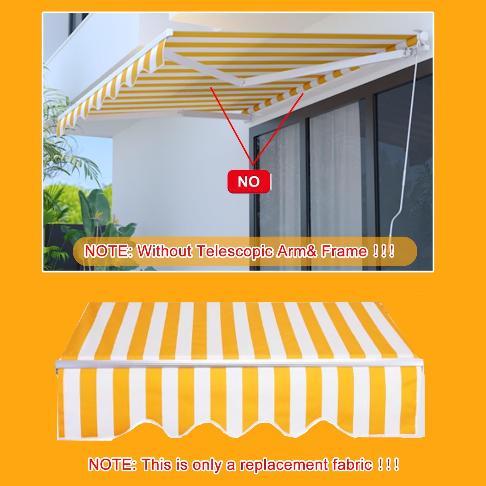 toile pour store banne Housse de rechange universelle pour auvents, camping-car, balcon, cour, terrasse, jardin, gazebo, tissu pare-soleil avec protection contre les UV et l'eau, couverture d'abri sup