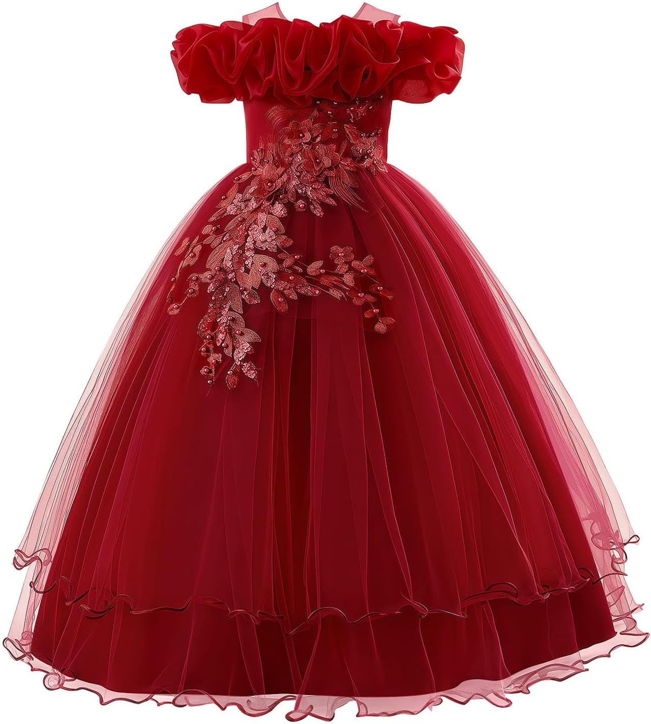 Off Shoulder Junior Bridesmaid Dress for Wedding, Flower Girl Tulle Dress Formal Evening Party Prom Dresses