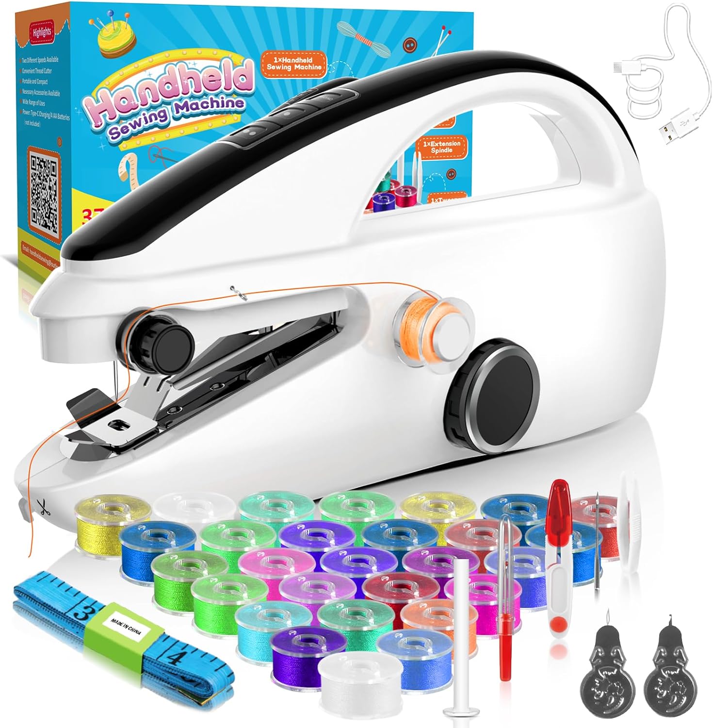 37pcs Handheld Sewing Machine – Portable, Rechargeable