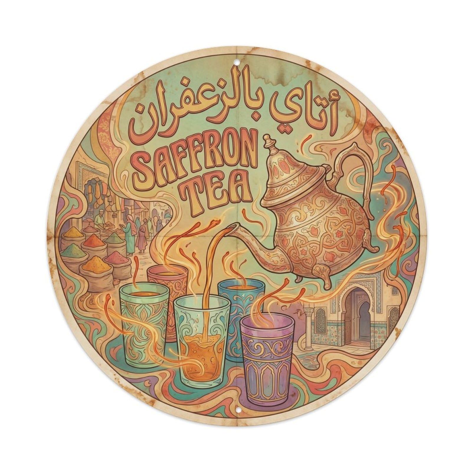 Brew Culture North African Tea Teahouse Psychedelic Metal Tin Sign