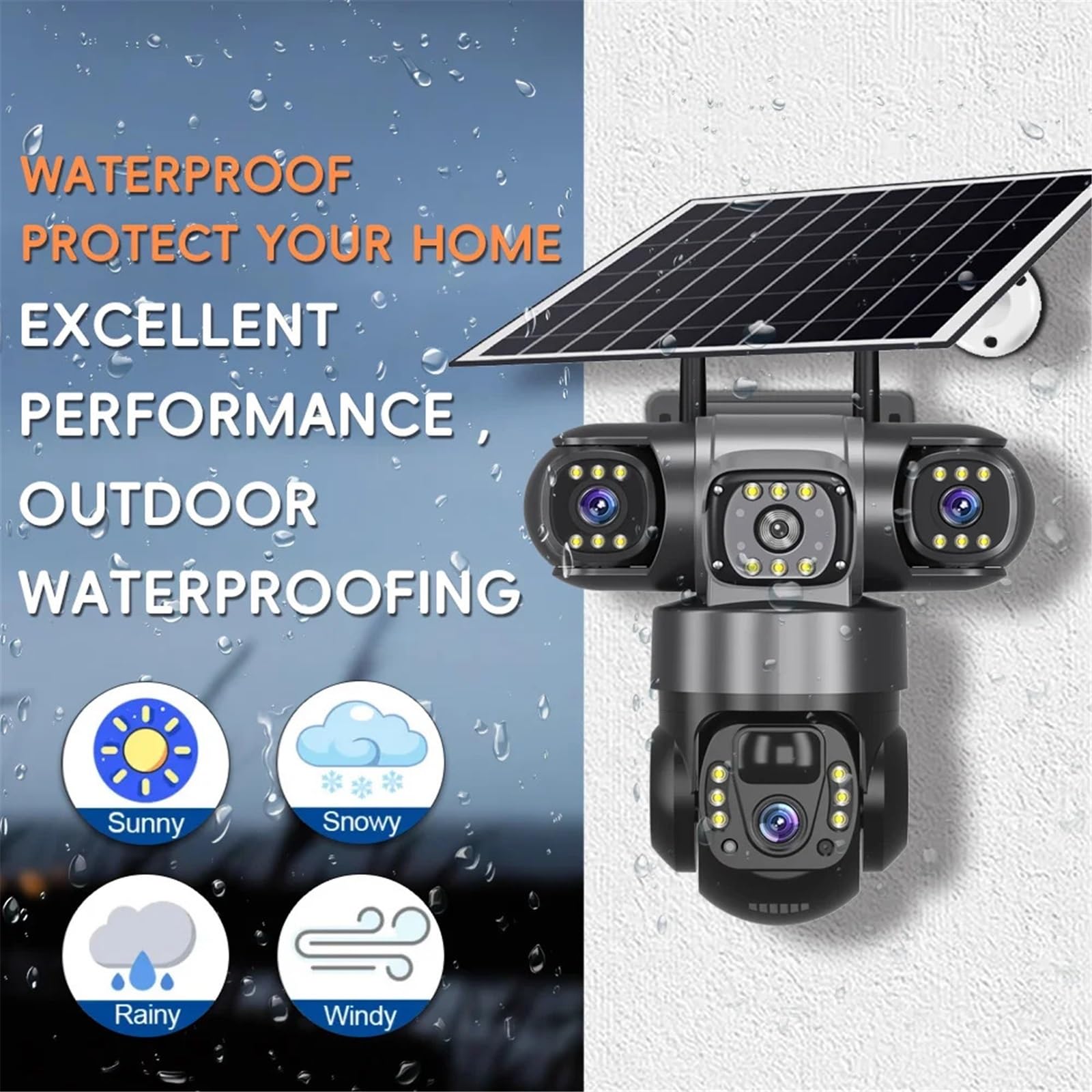 Kamera solarna 4G 12 MP 6K z 3 obiektywami, zewnętrzna, wodoodporna, z noktowizorem, dwukierunkowa kamera z interkomem, śledzenie mobilne IP(2MP 5X Cam 32G)