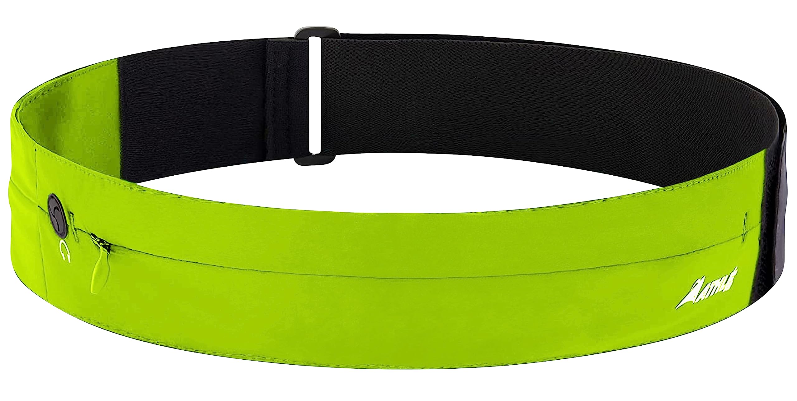 Athle Sport Running Belt with Two Pockets, Stretch Pouches Fit Most Phones, Wallet, Cards and Key Clip, Earphone Jack, Adjustable Waist Strap 38 inch - 60 inch - for Exercise - X - Large, Yellow