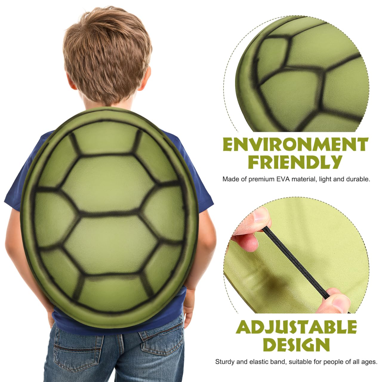 BESTonZON 2PCS Turtle Shell Costume, Halloween Cosplay Turtle Shell, Halloween Costume Props for Kids Dress up Cosplay Accessories - Image 4