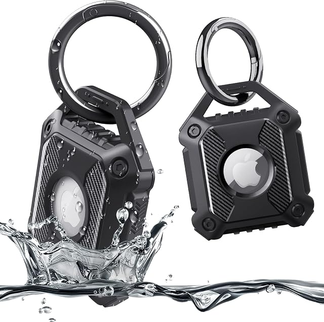 2 Pack Smart Air Tag Holder for Apple Air tags , IPX8 Waterproof Protective Air Tag Keyring& Case Cover, TPU Fall & Scratch-Resistant Air Tag Holder Keyring for Keys, Bags, Luggage and Dog&Cat Collar