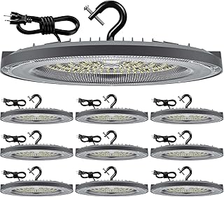 THELUX 200W 10Pack UFO Led High Bay Lights 5000K 28000LM(Equiv.800WMH/HPS), High Bay Led Shop Lights with US Plug&5Ft Cable Commercial Lighting Fixture for Warehouse,Garage,Gym,Workshop,Barn etc.