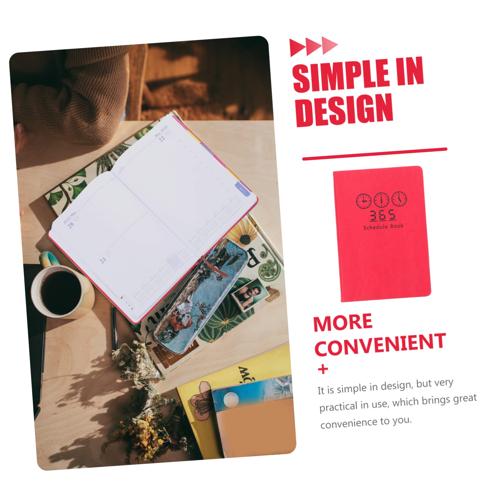 Agenda Scolastica Inglese A5 2023 in Carta Rossa, 1 Pezzo | Pianificazione Settimanale e Mensile, Formato Portatile, Design Semplice Pagine Interne Delicate