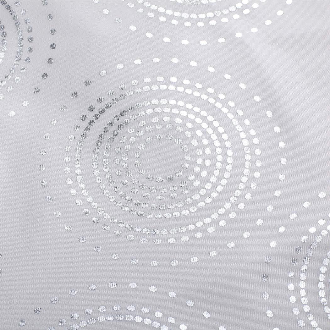 Rama Rose Foiled Printed Shower Curtain with Hooks for Bathroom, Silver Circle, 72 x 72 Inch, Silver/White