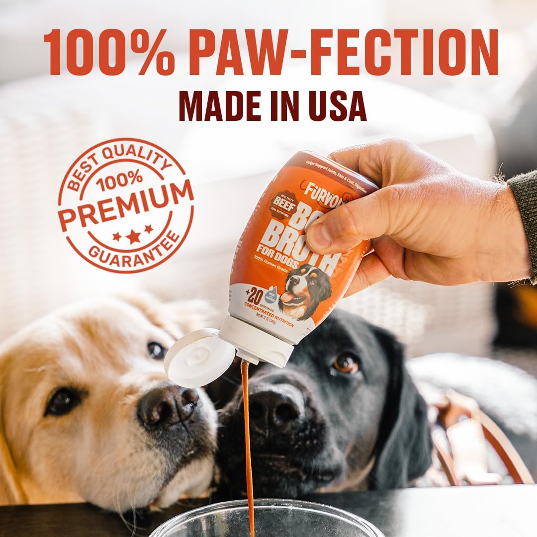 Furvor Beef & Chicken Bone Broth Concentrate for Dogs - Collagen Protein Supplement for Digestion, Mobility, Coat, Immune System, Joints - Healthy Dog Food Topper - Human Grade (2pk, 60 Servings)