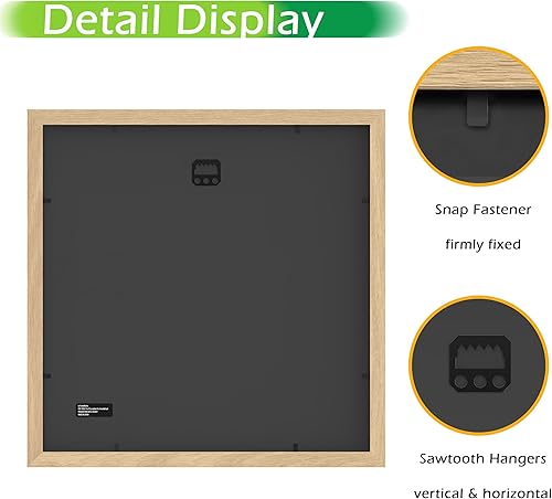 Miniatura 3 de FrameWorks Marcos de fotos clásicos de madera de 12 x 12 a 8 x 8 pulgadas con vidrio templado, roble natural, paquete de 2