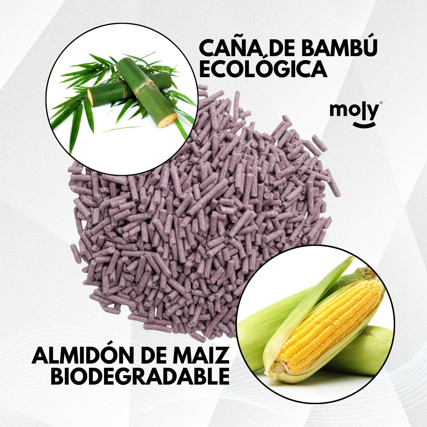 MOLY X6 Litière pour chats tofu et lavande 16,8 kg 22,2 l | Sable biodégradable et agglomérant haute absorption avec arôme de lavande et de talc | Contrôle total des odeurs | Sans poussière | Litière