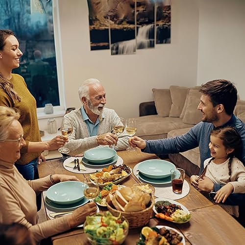 Miniatura 8 de Juego de 4 manteles individuales para mesa de comedor, antideslizantes, resistentes al calor, ovalados de cuero, de doble capa, impermeables,