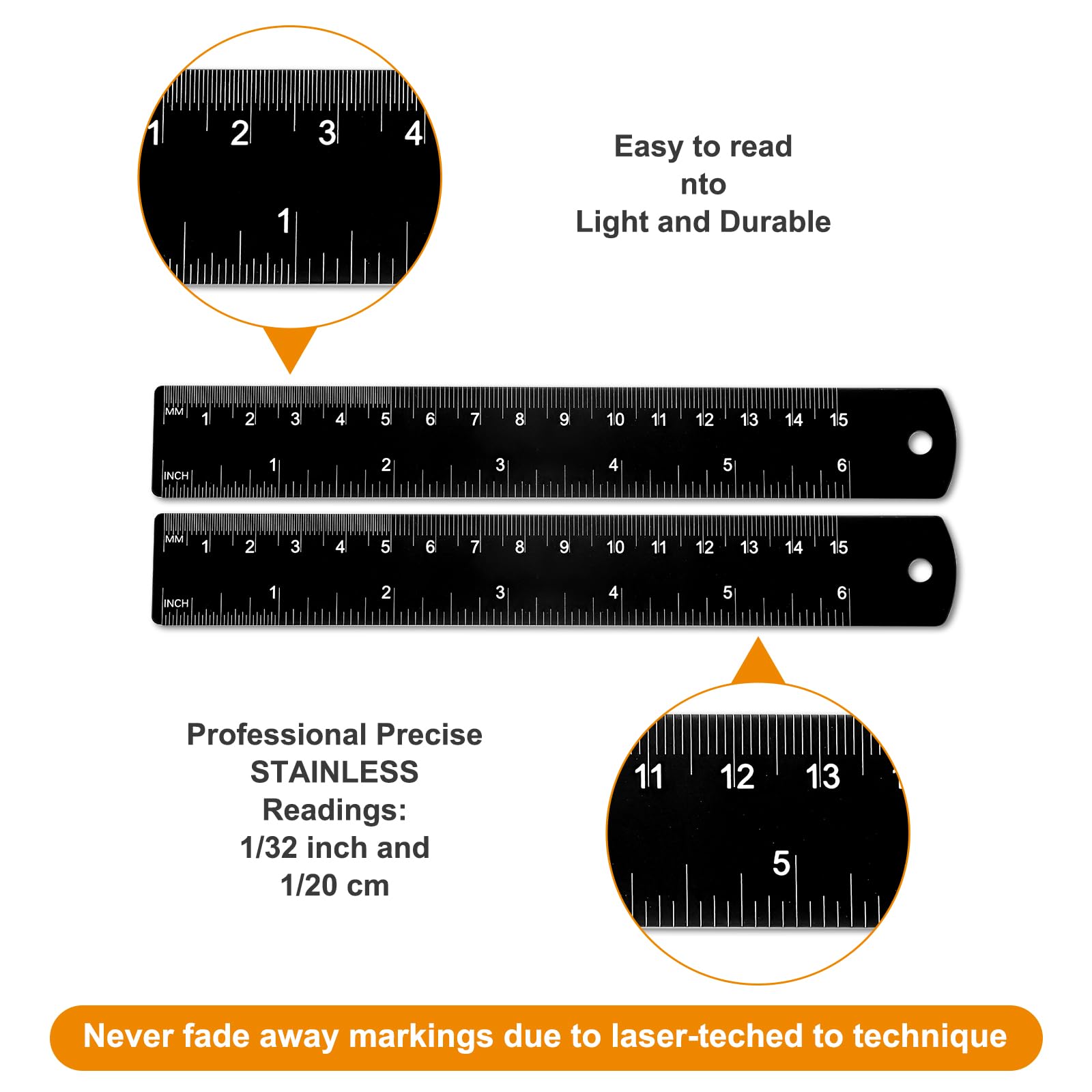 6 And 12 Inch Metal Ruler 2-Piece Stainless Set - 6 Inch & 12 Inch ...