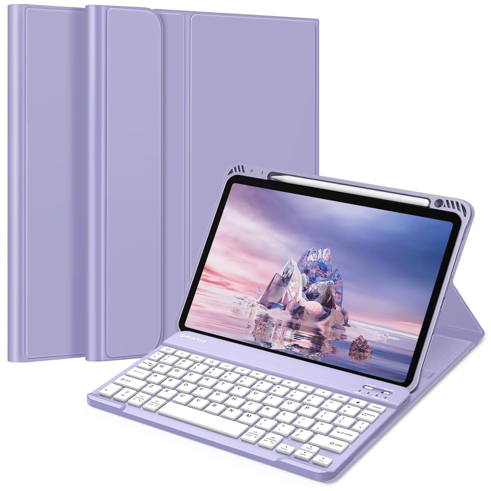 FINTIE Keyboard Case for iPad Air 11-inch M3 (2025) / M2 (2024), iPad Air 5th (2022) / 4th Generation 10.9 Inch - Soft TPU Cover w/Magnetically Detachable Bluetooth Keyboard, Lilac PurpleClimatePartner certified