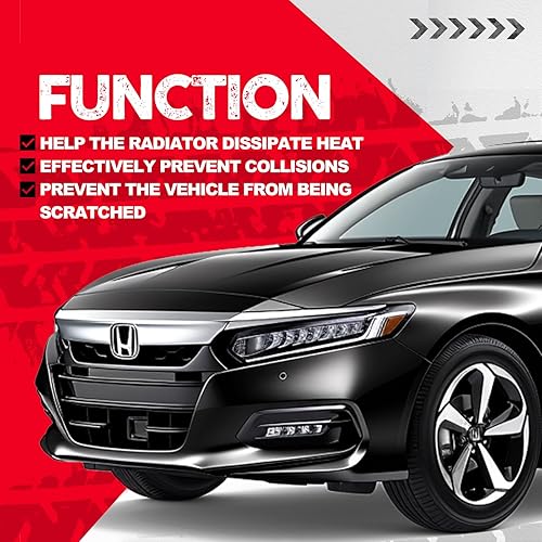 Miniatura 4 de KUAFU Juego de 3 piezas de rejilla frontal y cubierta de párpados compatibles con Honda Accord 2018-2020 Sedán de 10ª generación, rejilla superior