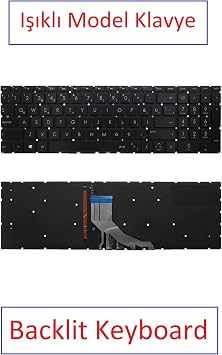 Notebook Klavye - HP-121 - Siyah-Işıklı - Pavilion 17q-cs, Tpn-q229 Laptop Klavye - Tuş Takımı/Siyah - TR - Backlit - Siyah Tuş - Muadili ile uyumlu