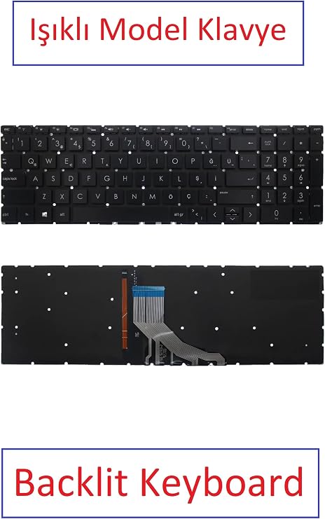 Notebook Klavye - HP-121 - Siyah-Işıklı - Pavilion 17q-cs, Tpn-q229 Laptop Klavye - Tuş Takımı/Siyah - TR - Backlit - Siyah Tuş - Muadili ile uyumlu