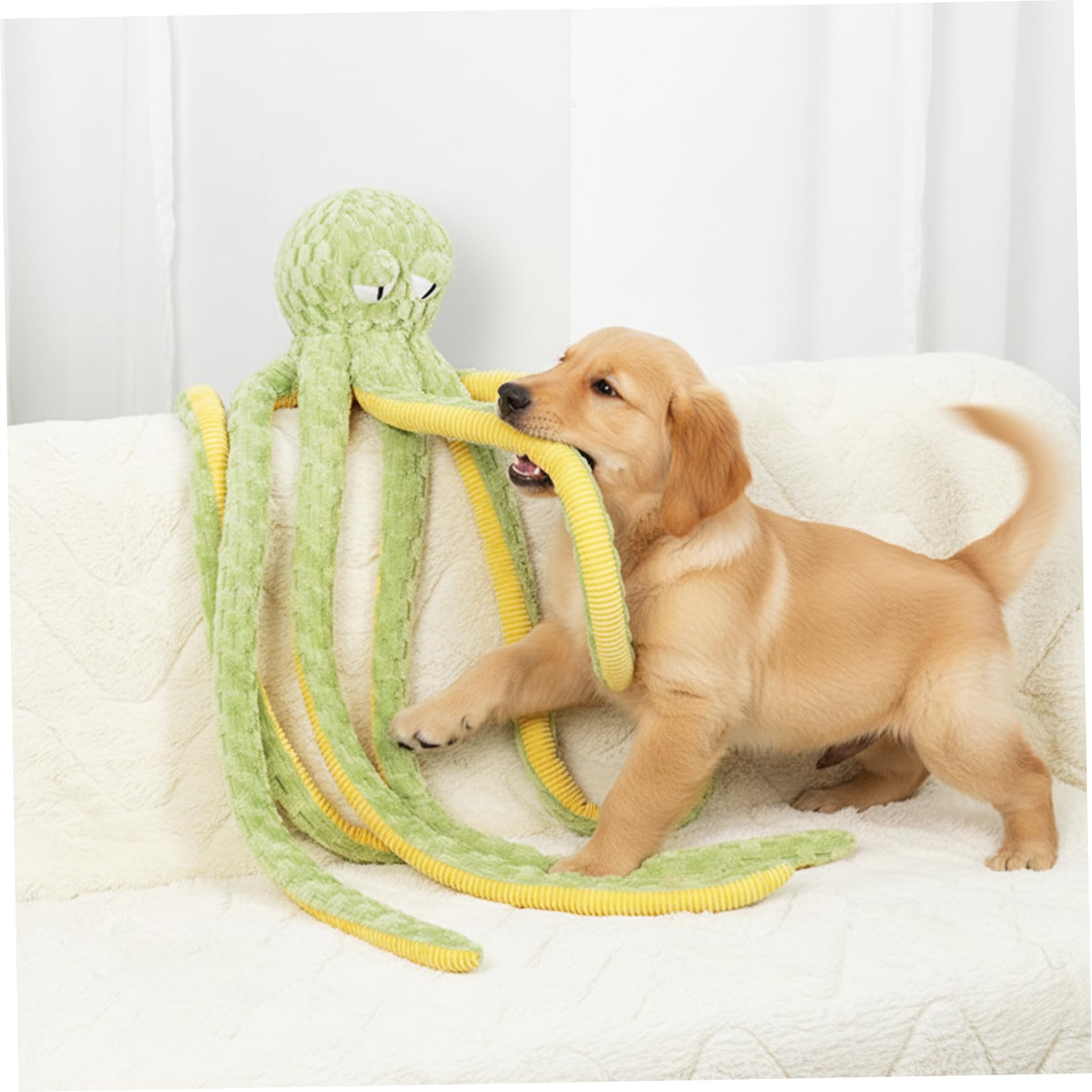 Jorzer Jouet pour Chien Pieuvre, 40 Pouces, Jouets interactifs couinants pour mâcheurs agressifs, Pieuvre en Peluche Douce et respectueuse de la Peau