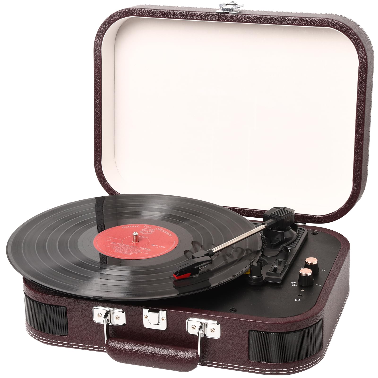 FYDEE Giradischi Vinili 33/45/78 Giri Con Bluetooth Bidirezionale, USB E Altoparlanti Stereo Integrati – Ebano