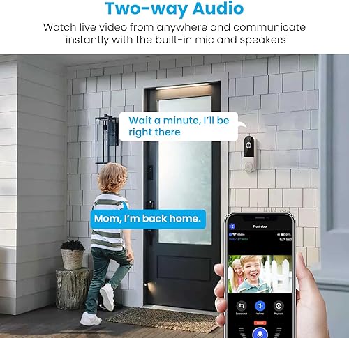 Miniatura 2 de Cámara de timbre de video inalámbrico de 1080p, detección humana AI, conversación de 2 vías, vista en vivo, visión nocturna, almacenamiento en la