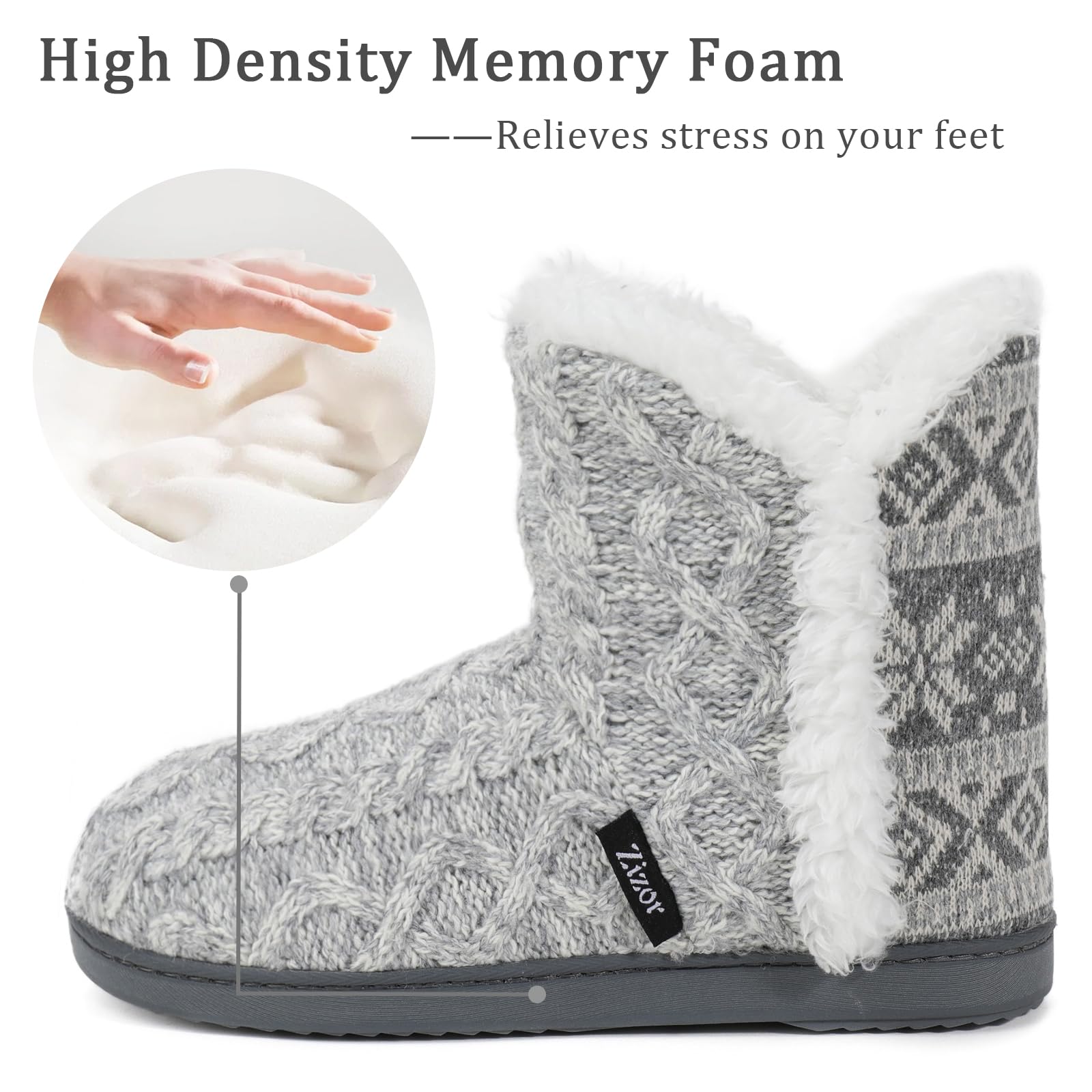 Zizor Jenna, pantofole da donna in maglia, con memory foam, foderate in pelliccia, per interni ed esterni