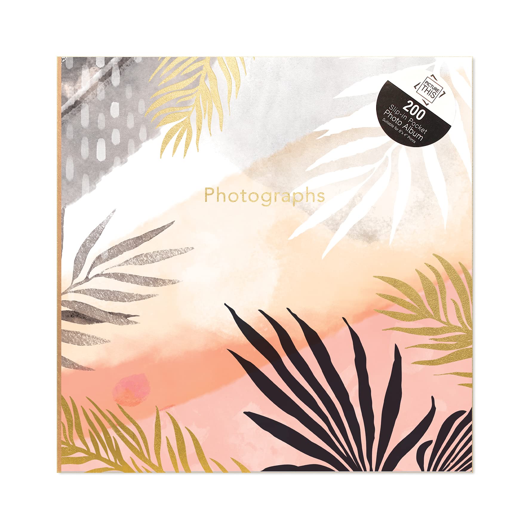 Sunset Palm Leaves Photo Album 6x4 Memo Slip in Holds 200 Photos Perfect Memory Book for Families, Valentine, Wedding, Baby Photos, Travel Photo (Palm Leaves)