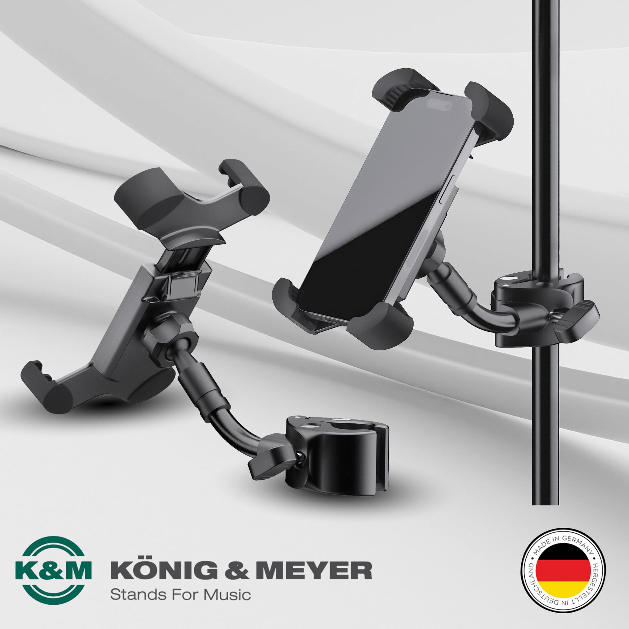 K&M 19755 Smartphone Holder Black Plastic 360° Rotation Flexible Jaws for 5.5-8.5 cm with Quick Release, 10.16 cm x 12.7 cm x 2.54 cm - Image 4