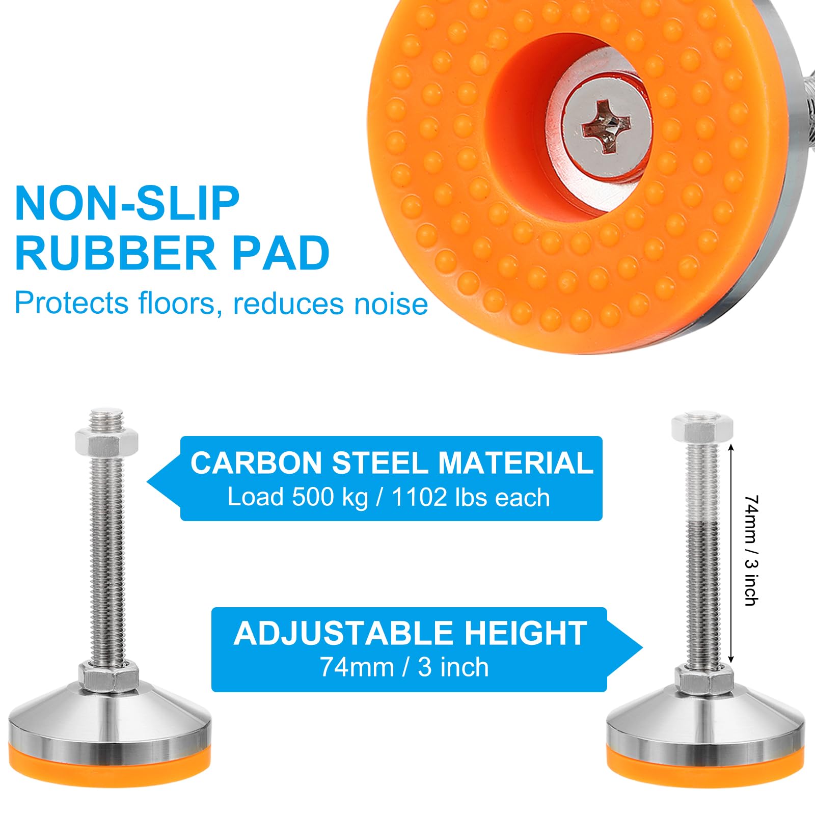 PATIKIL Furniture Leveling Feet 2.4" Dia Base M12 Thread - Image 3