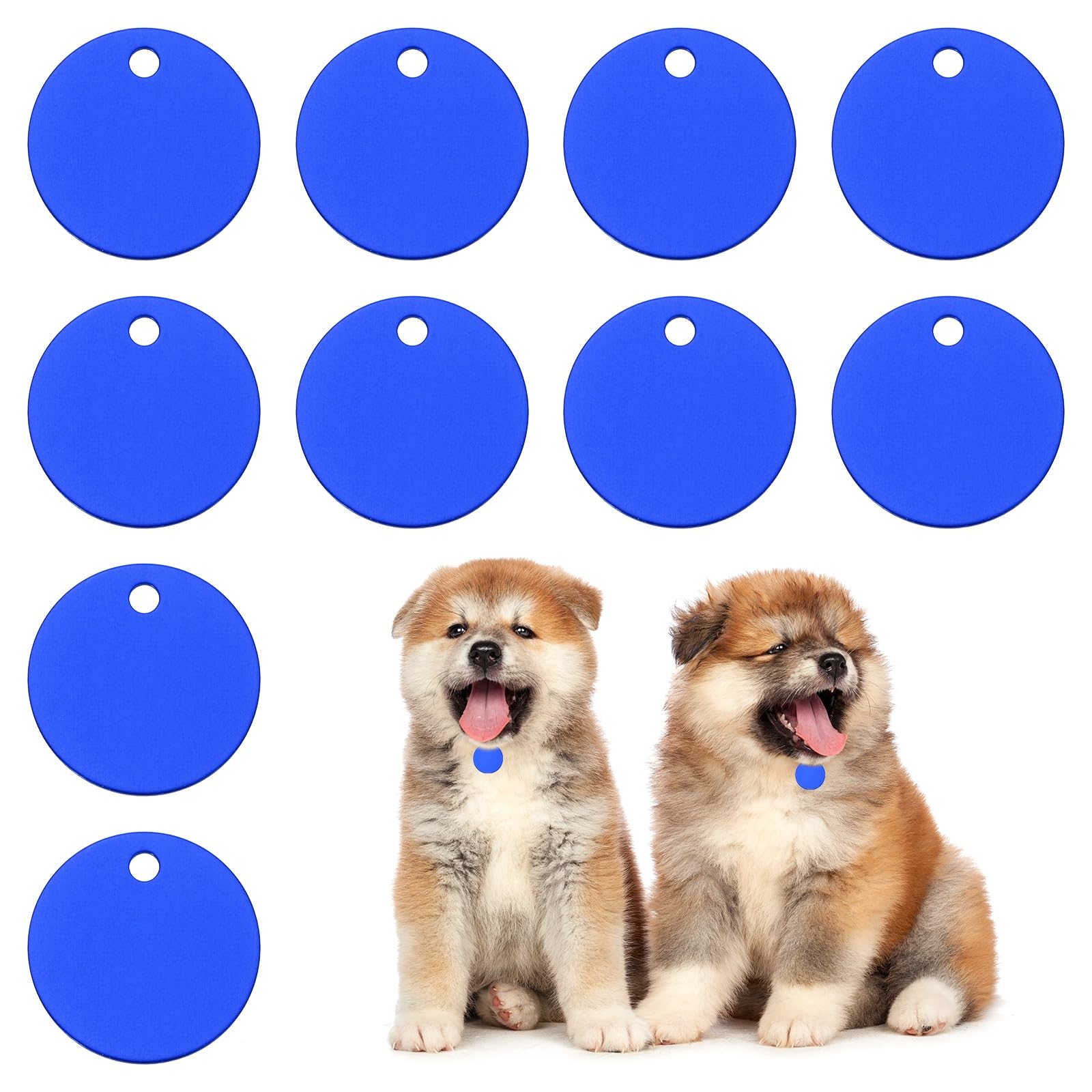 PATIKIL 30mm Blanks Dog Pet Tags, 10Pcs Round Aluminum Blanks Engraving Tags for Carving Names Phone Numbers or Other Information Pendants, Blue