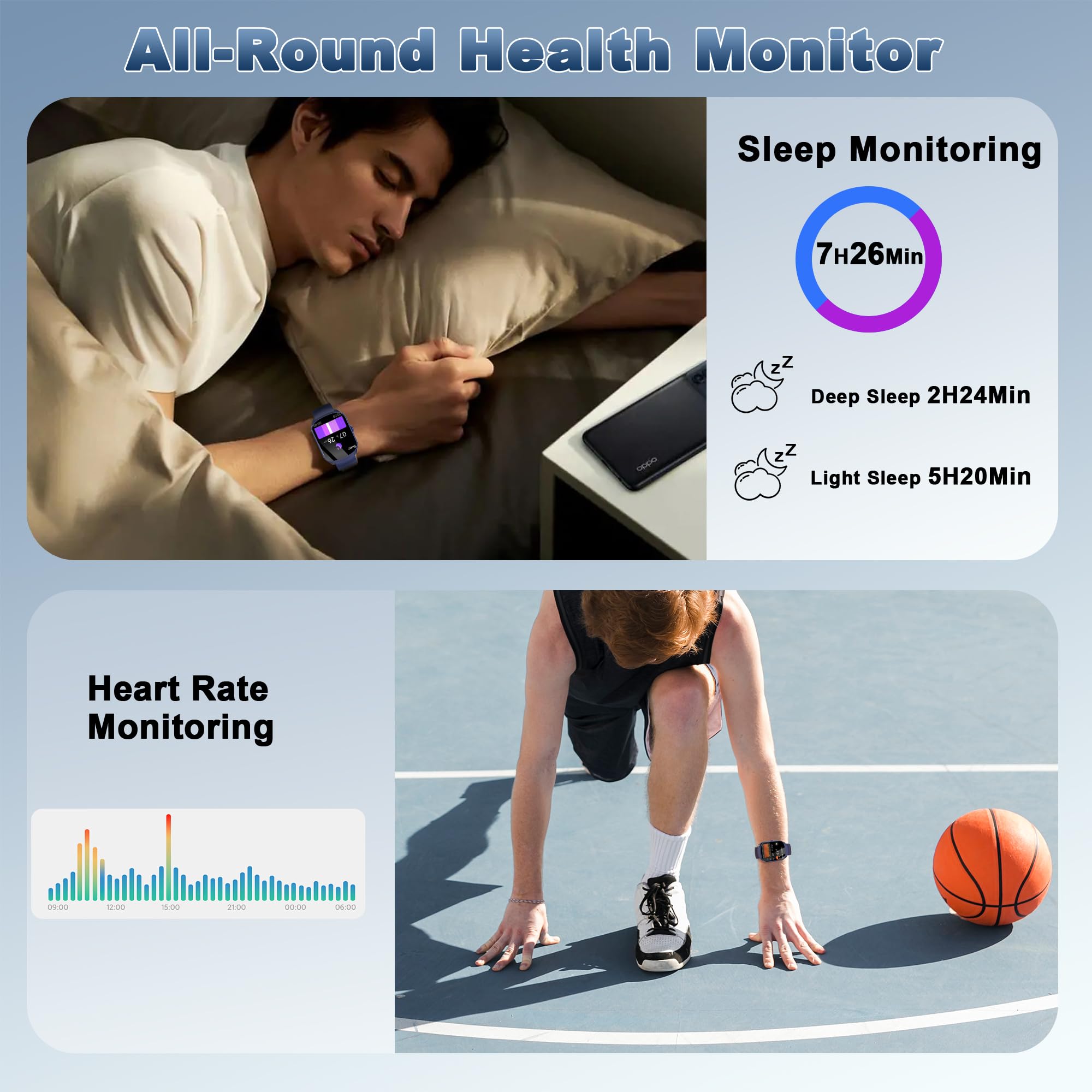 STECEi Smartwatch Uomo Donna, Schermo Curvo HD da 1,95'' Orologio Smartwatch con Effettua/Risposta Chiamate, 112 Sportive Smart Watch con Contapassi/Sonno/Cardiofrequenzimetro, Impermeabile IP68, Blu