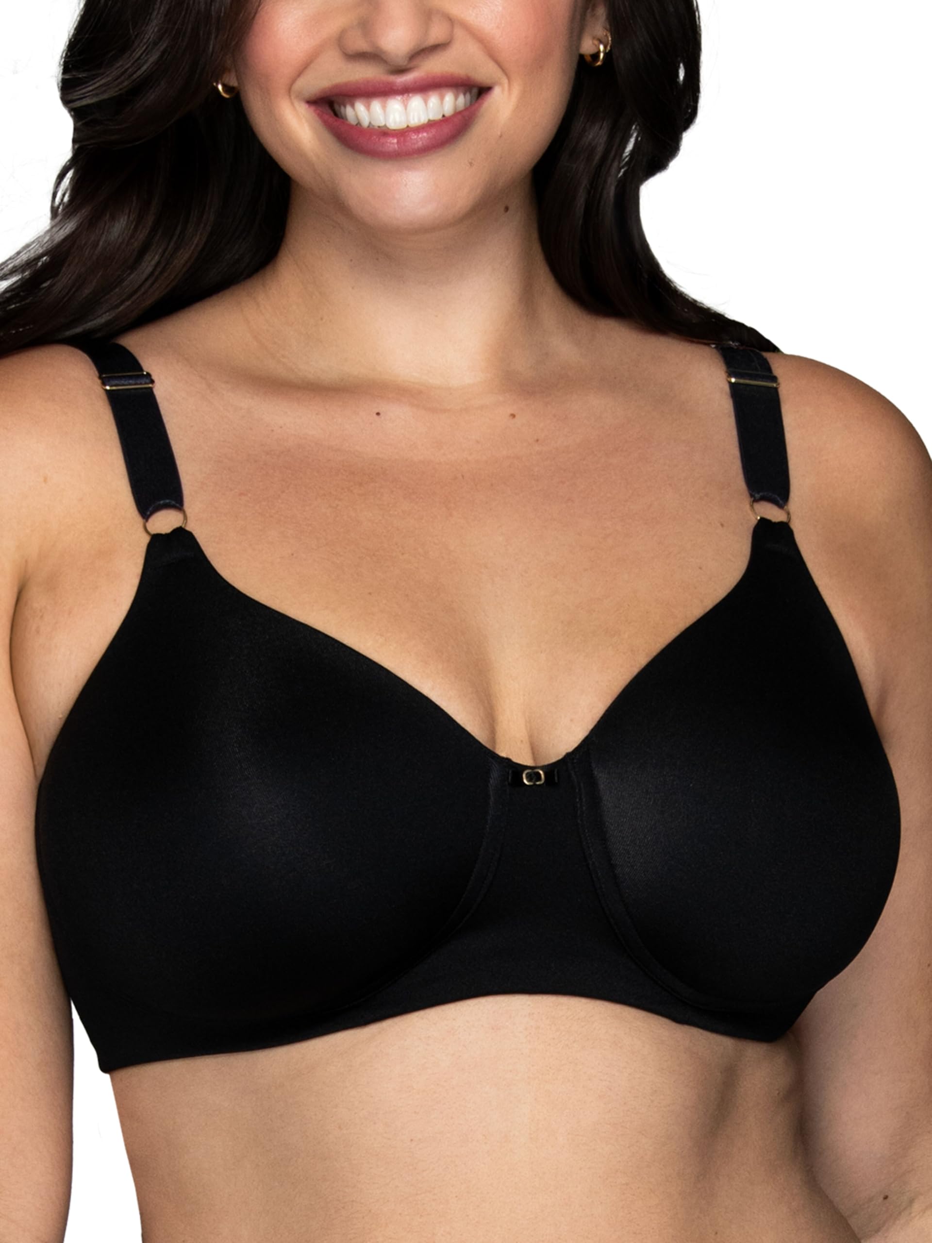 Vanity Fair Damen Full Coverage Beauty Back Smoothing Bra, 4-Wege-Stretchstoff, leicht gefütterte Körbchen bis DD BH, Undurchsichtige, Kabellos-Schwarz, 80D