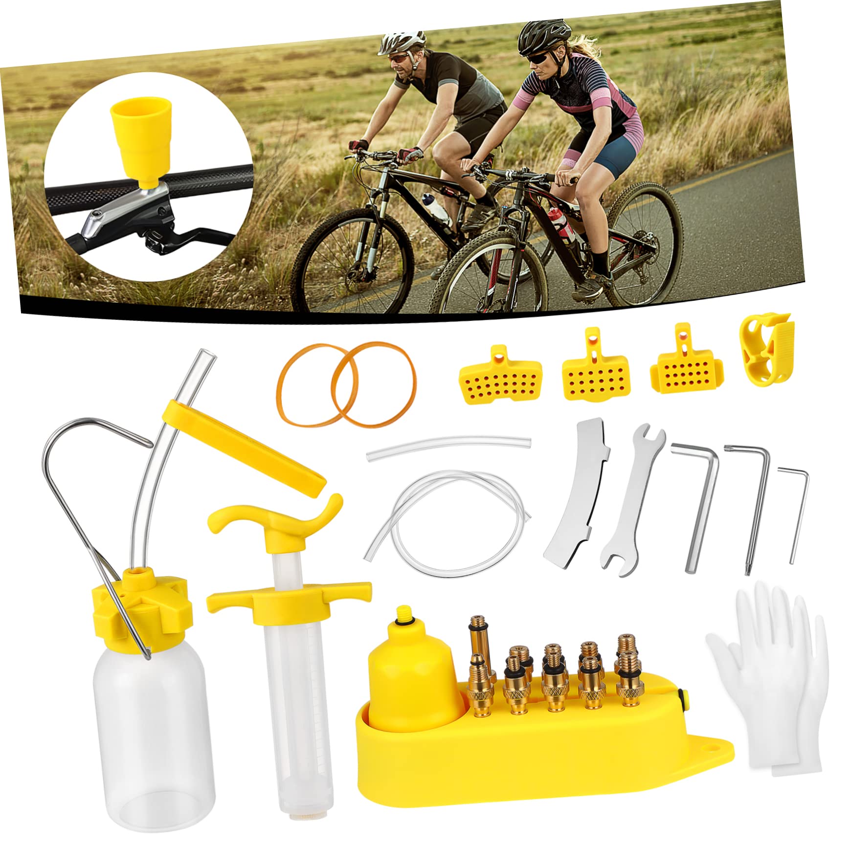 GRIRIW Mountain Bike Hydraulic Brake Bleed Kit Versatile Oil Filling Tool for Disc Brakes Includes Oil Bottle and Funnel Compatible with Mineral Oil for Efficient Brake