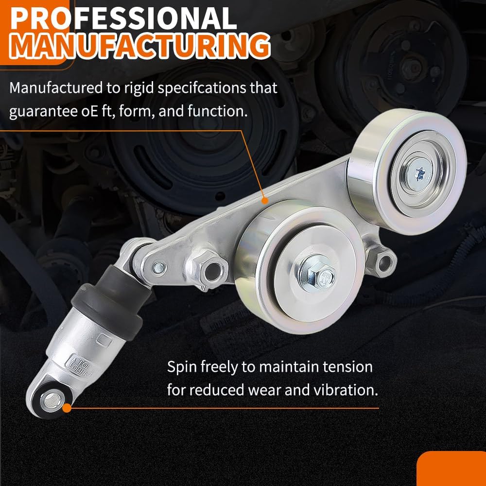 39092 Drive Engine Belt Tensioner Assembly w/Belt 3.5L V6 Compatible with 2005-2010 Honda Odyssey / 2008-2010 Honda Accord / 2006-2011 Honda Pilot 31170-R70-A01 31170RKB005