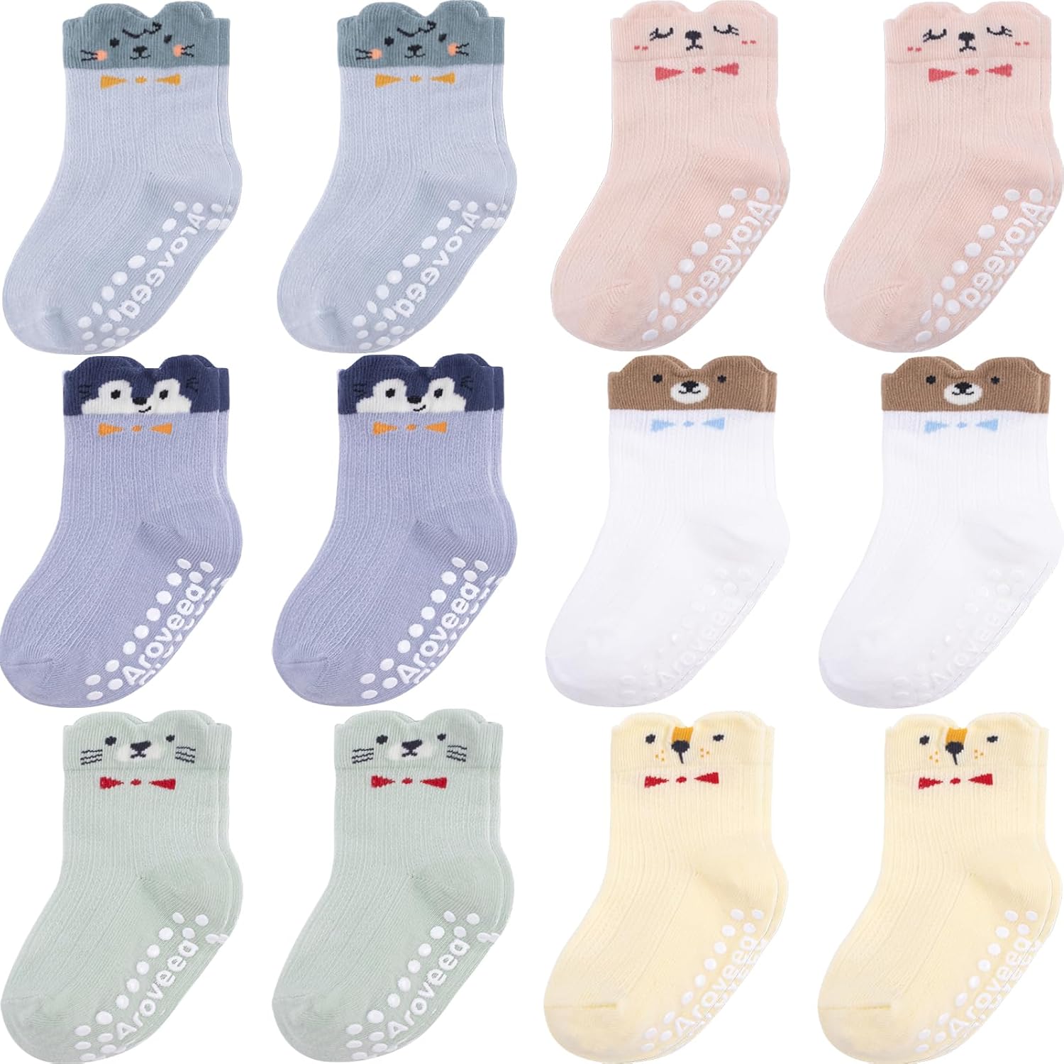 Baby Toddle Socks Grip Non Slip Kids Boys Girls Cotton 12 Pack Ankle Cute Newborn Socks