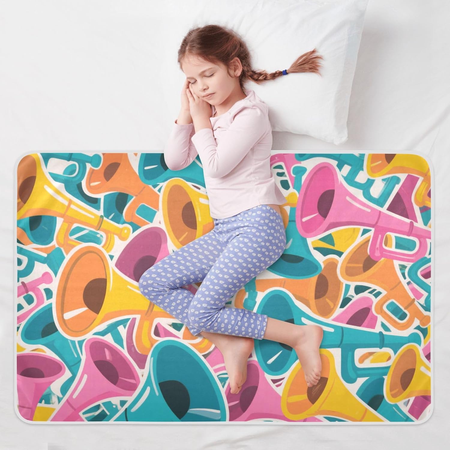 Colorful Cartoon Speaker Extra Large Resuable Bed Underpads Waterproof Washable Flat Crib Pads Changing Pad Liner for Kids Bedwetting , 52" L x 34" W