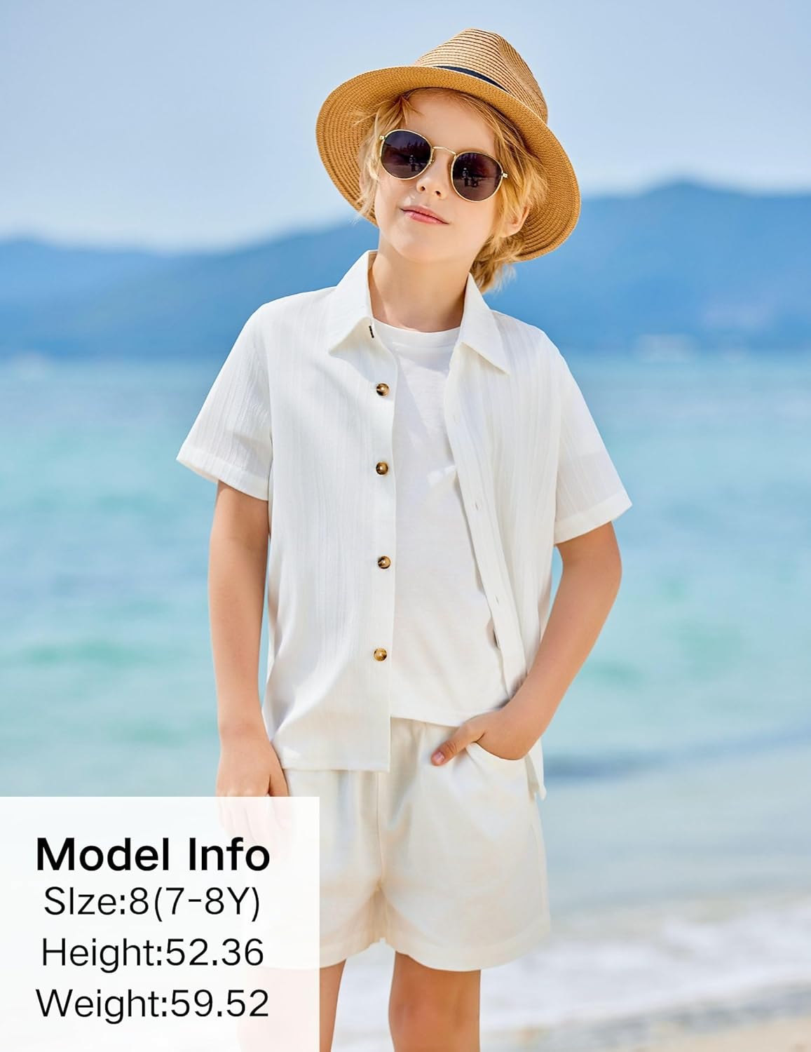 Arshiner Boys Casual Short Sleeve Button Down Shirt Fashion Textured Summer Beach Shirt 3-13 Years Old - Image 5
