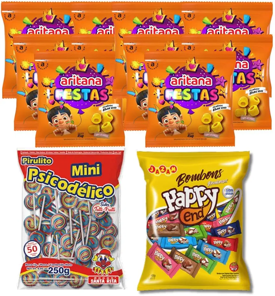 Kit Guloseimas Salgadinho Pirulito Chaves Bombom Sortido