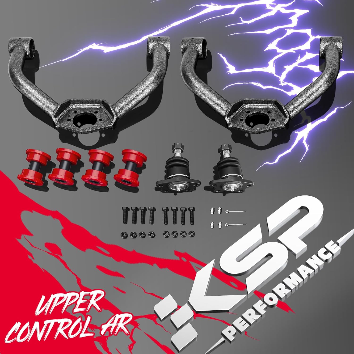 KSP 2-4inch Upper Control Arms for Silverado 2500HD 3500HD 2011-2019, Adjustable Tubular A-Arms Replacement Factory/Stock Arms After 2-4" Lift for 2011-2019 Sierra 2500HD 3500HD, Package of 2 (Black)