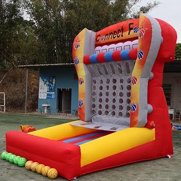 Giant 4 in a Row Connect Inflatable Connect 4 Basketball Game with Blower+20 Balls, Inflatable Carnival Games for Party, Lawn Games, School Events