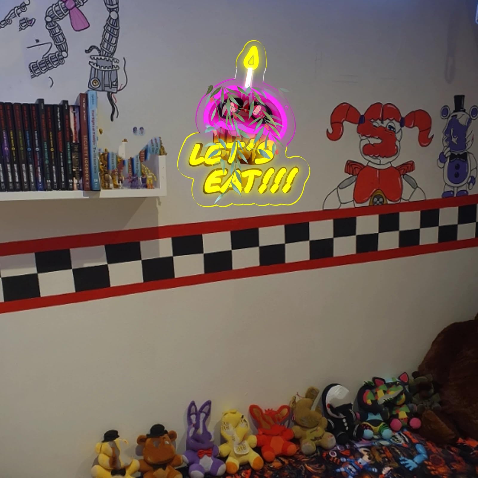 Insegna al neon con scritta "Let's Eat", divertente luce al neon a forma di cupcake, decorazione da parete dimmerabile per cucina, ristorante, panetteria, bar, sala giochi, camera da letto