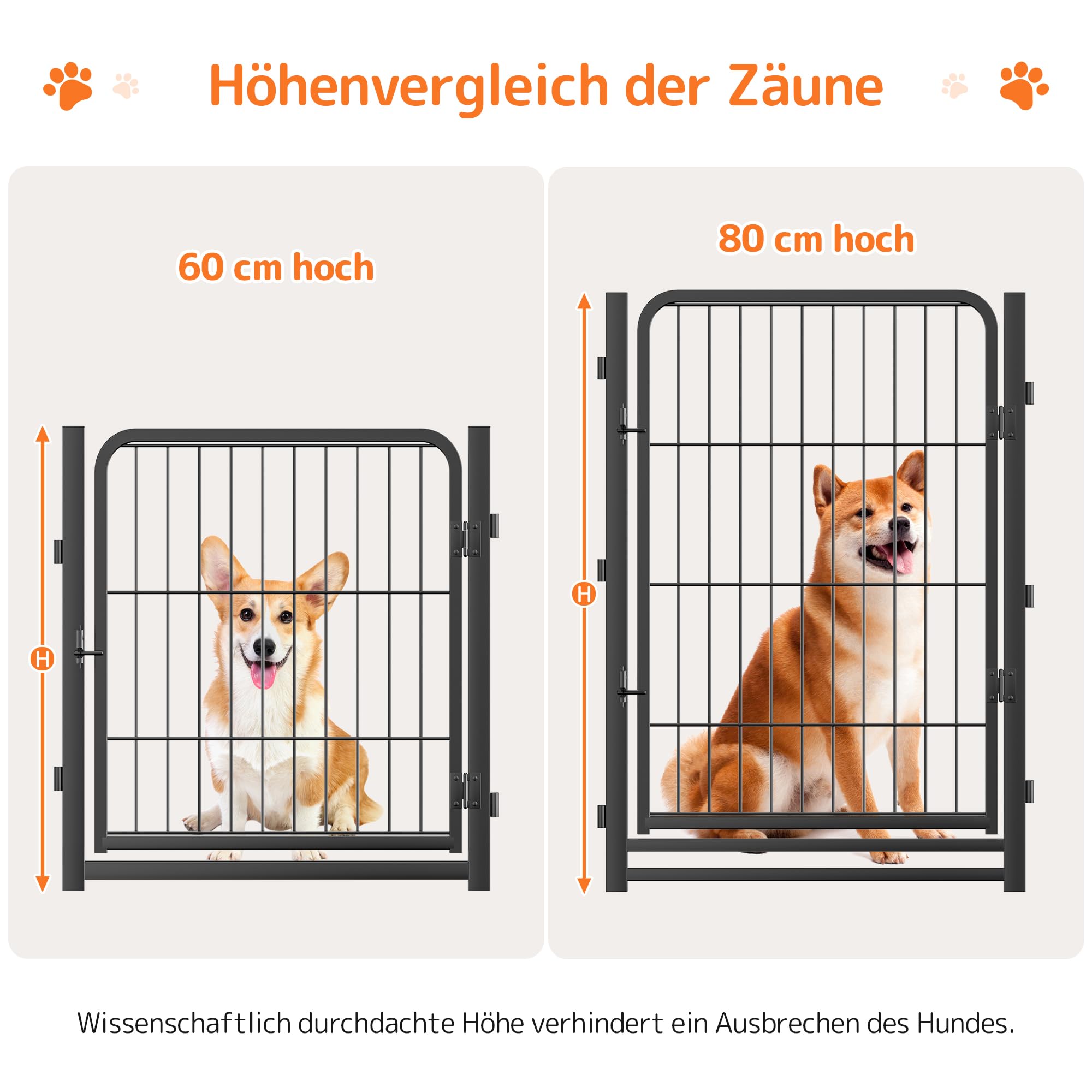 Frost IX Welpenauslauf 60cm Hoch, 8-teilig Faltbar Hundelaufstal mit Tür - Freilaufgehege für Welpen, Katzen & Kleintiere, Werkzeugloser Aufbau, Tragbarer Hundezaun für Indoor, Garten & Camping