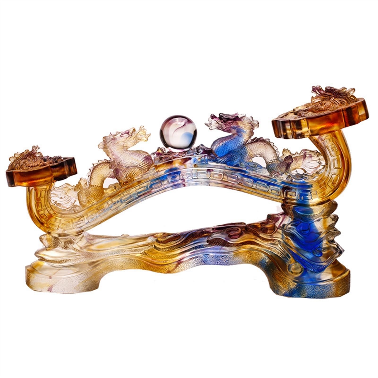 Dekoracja pulpitu Feng Shui Ruyi posąg smoka na wystrój Feng Shui, chiński urok dobrobytu dekoracji wnętrz, dekoracje do domowego biura kolekcja prezentów Rzeźby ozdobne(XS)