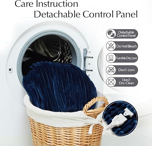 Miniatura 8 de Manta térmica eléctrica tamaño matrimonial, manta eléctrica de franela gruesa y sherpa suave y acogedora para cama, sistema de seguridad automático,